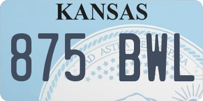 KS license plate 875BWL
