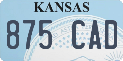 KS license plate 875CAD