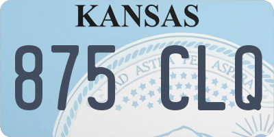 KS license plate 875CLQ