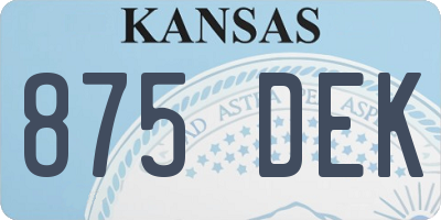 KS license plate 875DEK