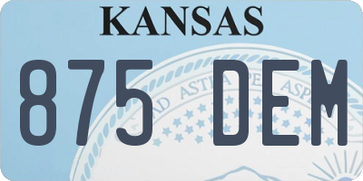 KS license plate 875DEM