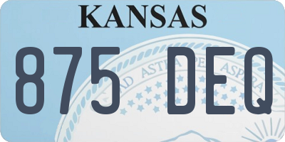 KS license plate 875DEQ