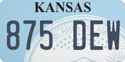 KS license plate 875DEW