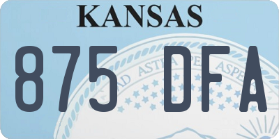KS license plate 875DFA