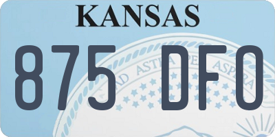 KS license plate 875DFO
