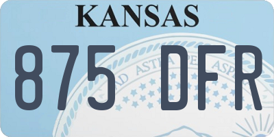 KS license plate 875DFR