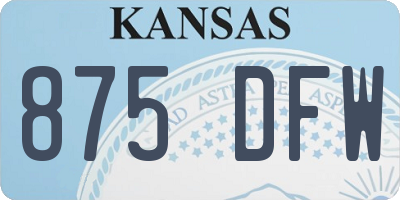 KS license plate 875DFW