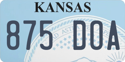 KS license plate 875DOA