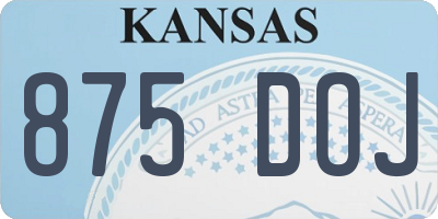 KS license plate 875DOJ