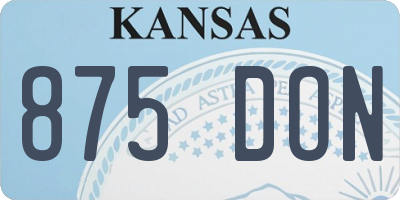 KS license plate 875DON