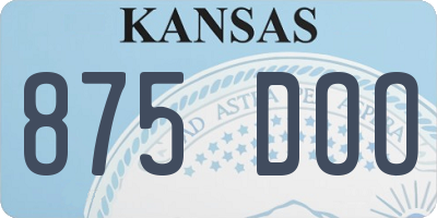 KS license plate 875DOO