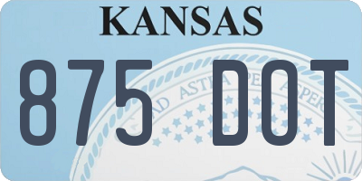 KS license plate 875DOT