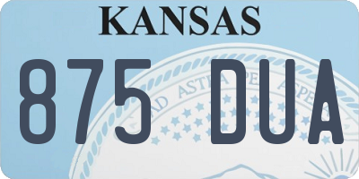 KS license plate 875DUA