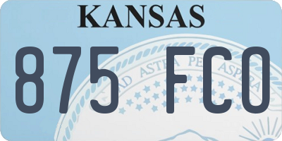 KS license plate 875FCO