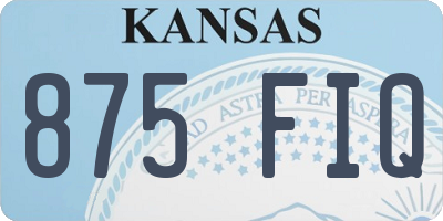 KS license plate 875FIQ