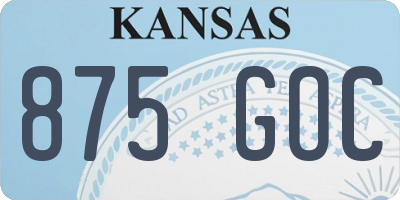 KS license plate 875GOC