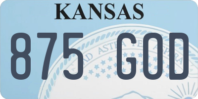 KS license plate 875GOD