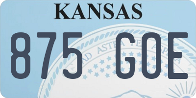 KS license plate 875GOE