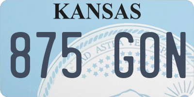 KS license plate 875GON