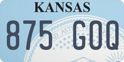 KS license plate 875GOQ