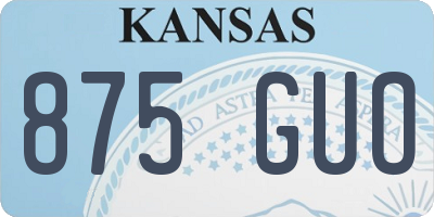 KS license plate 875GUO