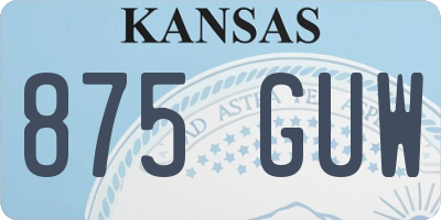 KS license plate 875GUW