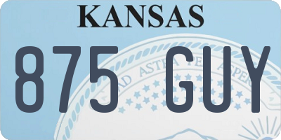KS license plate 875GUY