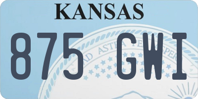 KS license plate 875GWI