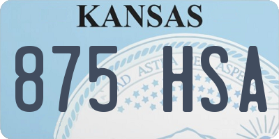 KS license plate 875HSA