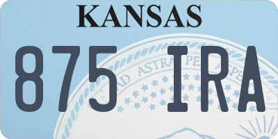 KS license plate 875IRA