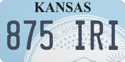 KS license plate 875IRI