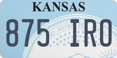 KS license plate 875IRO