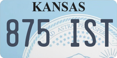 KS license plate 875IST