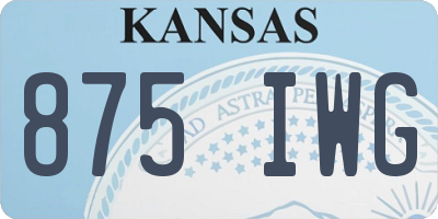 KS license plate 875IWG