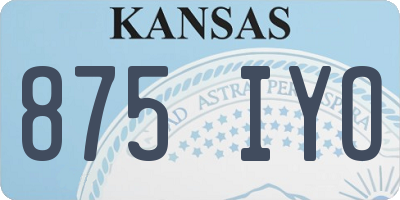 KS license plate 875IYO