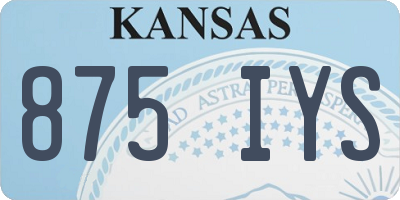 KS license plate 875IYS