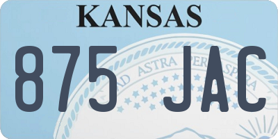 KS license plate 875JAC