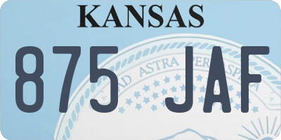 KS license plate 875JAF