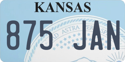 KS license plate 875JAN