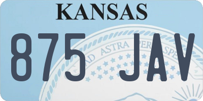 KS license plate 875JAV