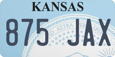 KS license plate 875JAX