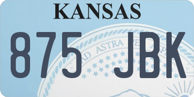 KS license plate 875JBK