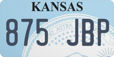 KS license plate 875JBP