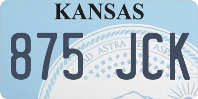 KS license plate 875JCK