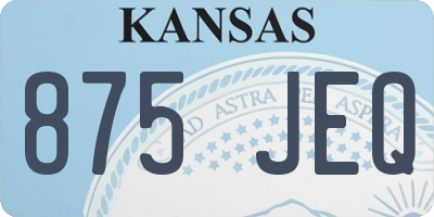 KS license plate 875JEQ