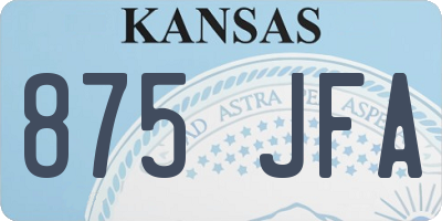 KS license plate 875JFA