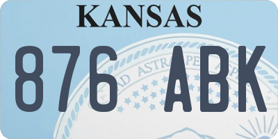 KS license plate 876ABK