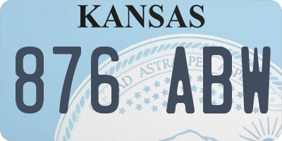 KS license plate 876ABW