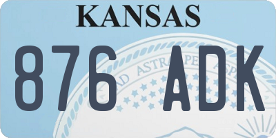KS license plate 876ADK