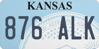 KS license plate 876ALK